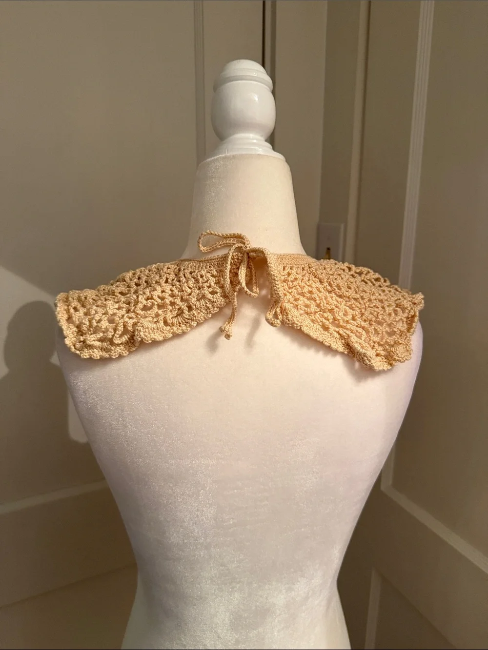 2 Piece Bundle Antique Crochet Detachable Collars in Cream and Beige